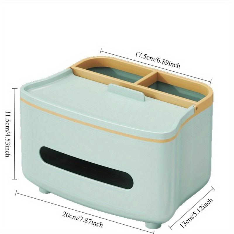 3-in-1 Remote Control Holder & Tissue Box, Tissue Dispenser with Storage Compartment, White/Mint Green - Plastic Coffee Table, Nightstand Centerpiece - Compatible with TV/Phone/DVD - Space-Saving Design, Office Organization & Storage