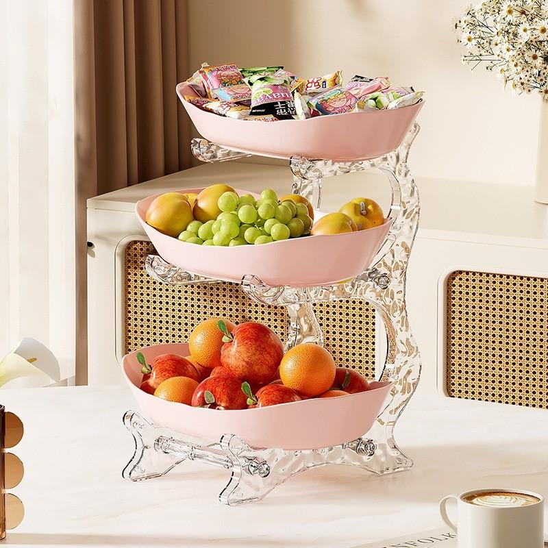 Three-Tier Fruit Basket with Stand, Detachable Snack/nut/cake/dessert/vegetable Storage Box, Perfect Kitchen Counter Organizer