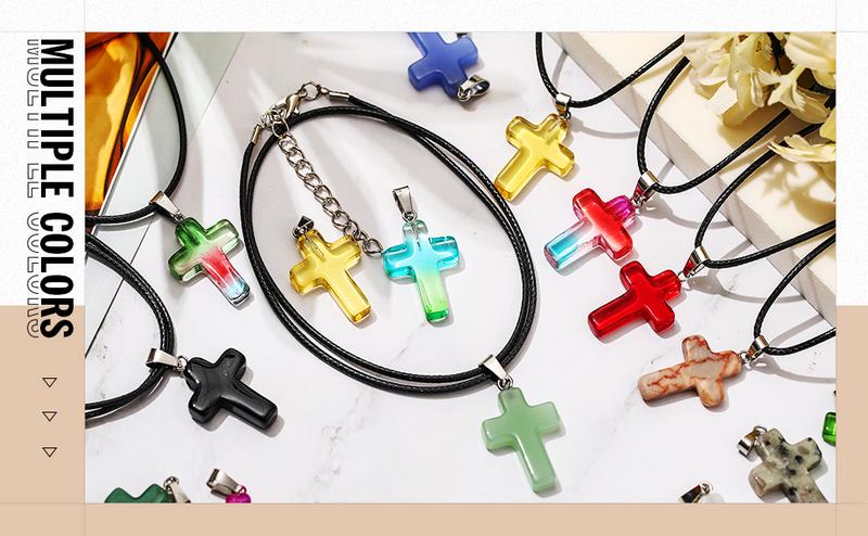 50 Pcs/75Pcs Cross Crystal Stone Natural Crystal Pocket Stone Cross Pendant Mini Cross Decorative Stone Bulks Cross Shaped Worry Stones for Men and Women Birthday HalloweenThanksgiving Christmas Gift Home Decor