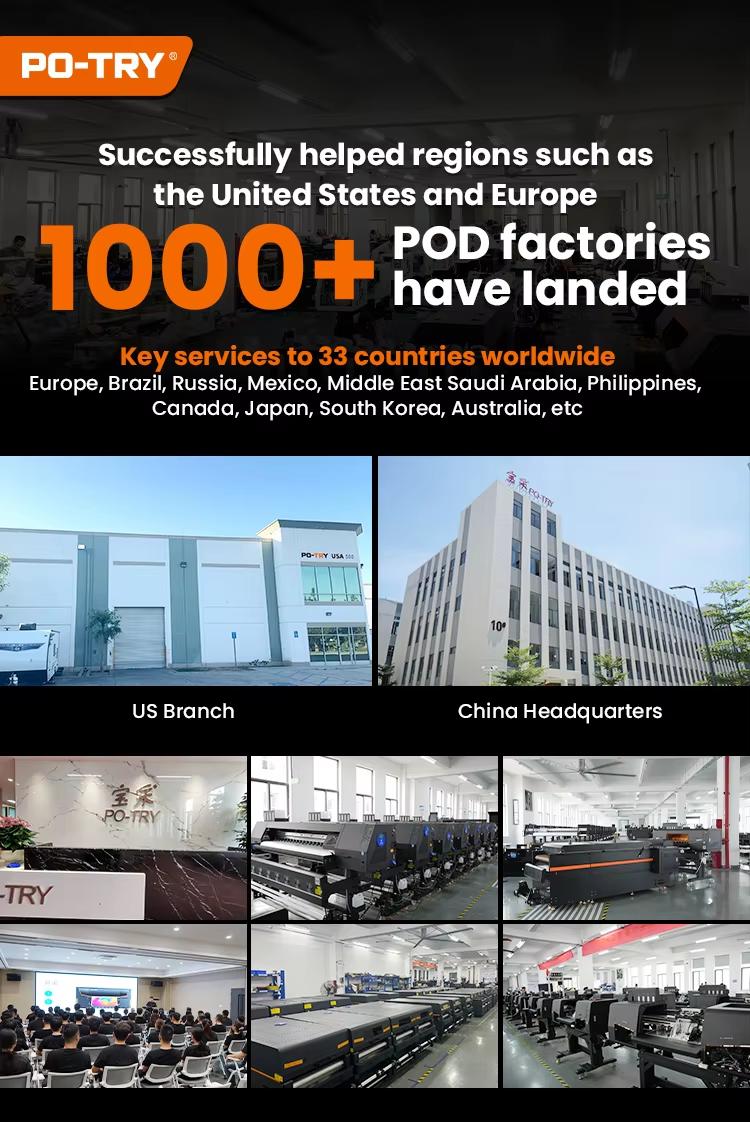 PO-TRY DTF Printer for POD Business White Ink Heat Transfer Machine for Custom T-Shirts Hoodies Apparel