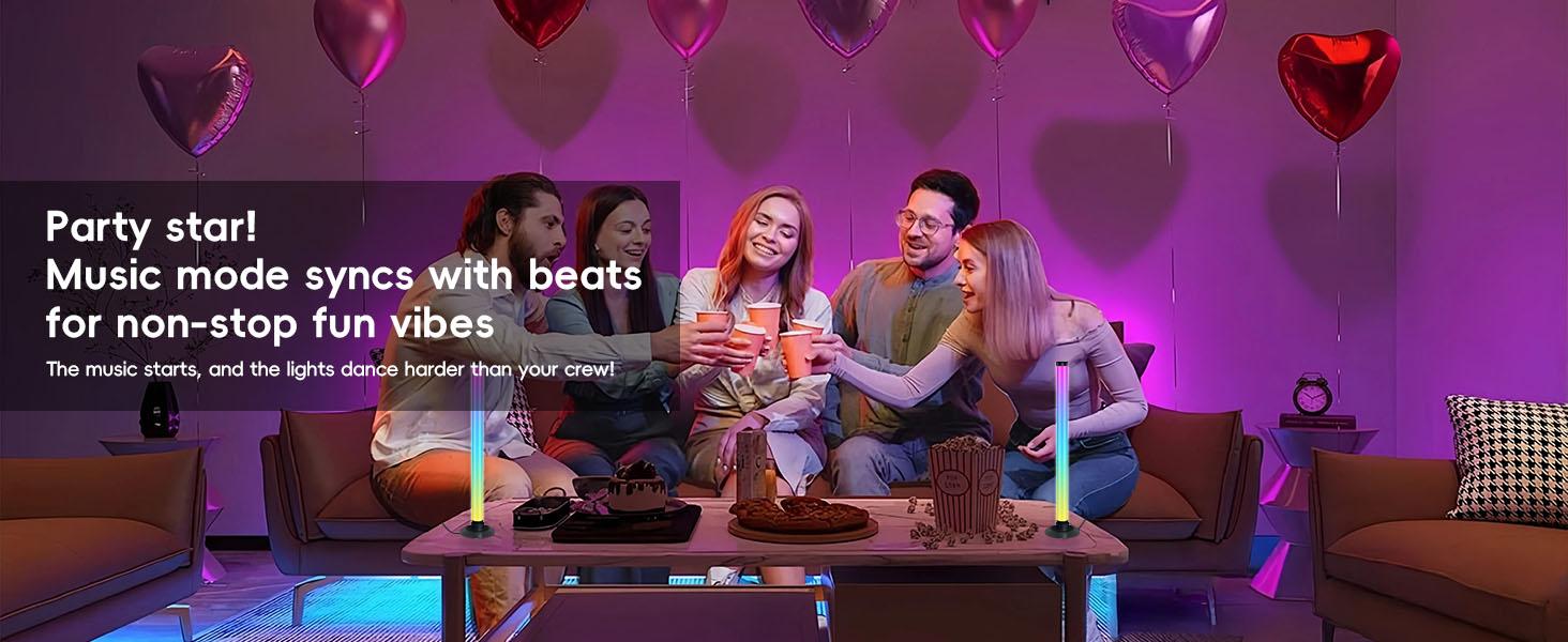 2pcs RGBIC Light Bar, RGB Night Light, RGB Light For Computer Desk, App & Remote Control, USB Powered, 8 Scene Modes and 16 Million Colors, Three Control Modes, Dynamic Music Sync Mode, LED Gaming Lights for PC, Desktop Lamp, Decorative lights, Mood Light