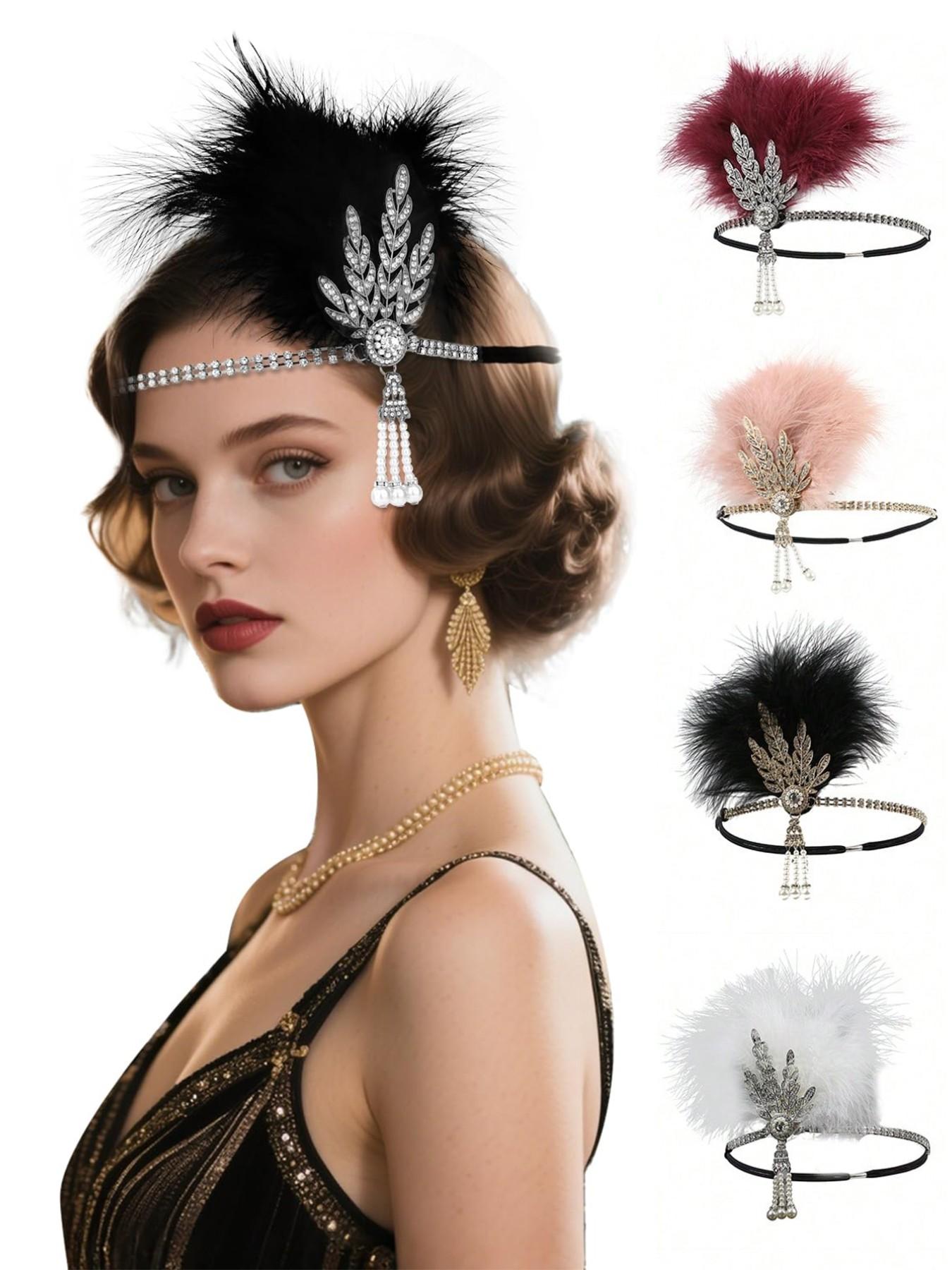 1920s Flapper Headpiece Great Gatsby Feather Headband  display picture 1
