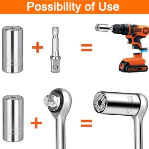 Universal Adapter Socket, 2 Packs Professional Socket Grip Adapter 1/4 to 3/4 inch (7-19mm) Ratchet Wrench Power Drill Adapter Tools Gifts for Men Him Husband Dad Father DIY Handyman Universal Adapter Socket, 2 Packs Professional Socket Grip Adapter 1/4 to 3/4 inch (7-19mm) Ratchet Wrench Power Drill Adapter Tools Gifts for Men Him Husband Dad Father DIY Handyman