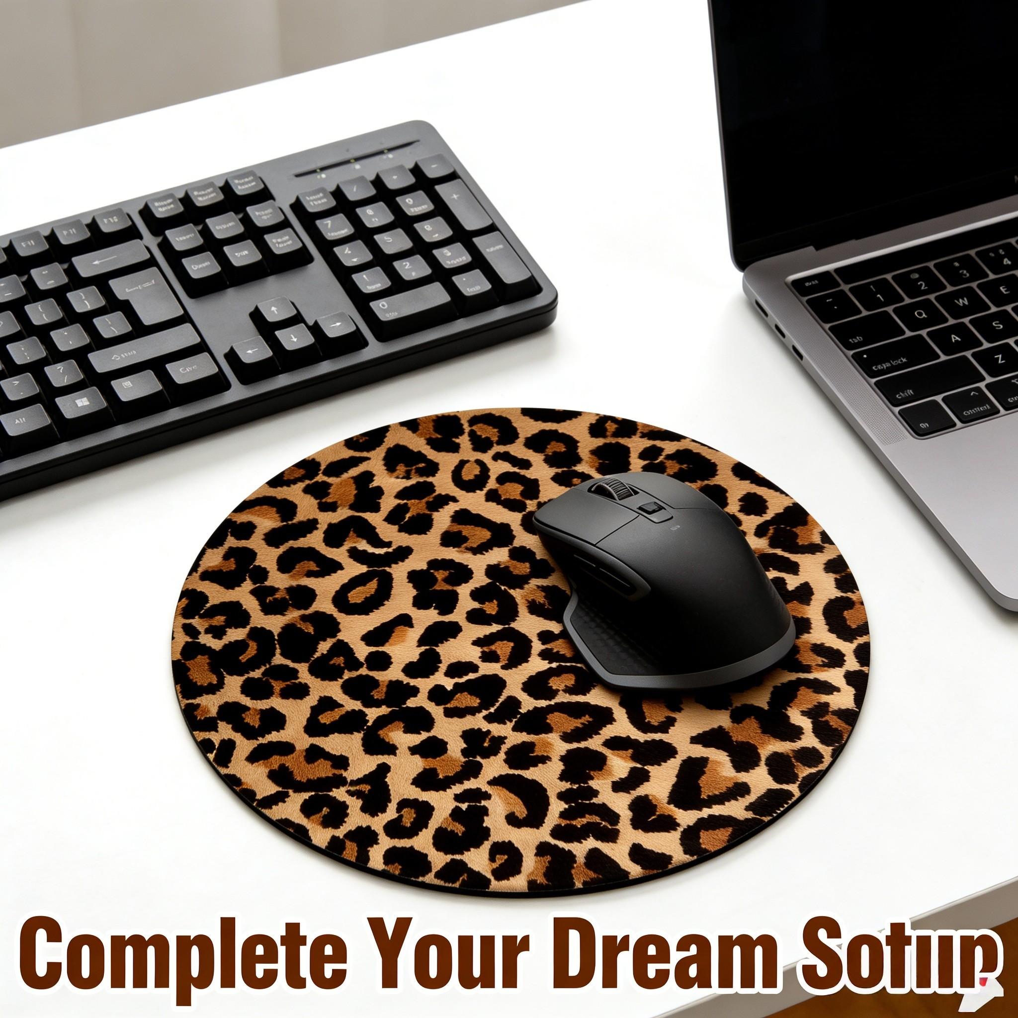 Fashion Leopard Print Round Mouse Pad, Non-Slip Rubber Base, Small Desktop Mat for PC/laptop, Gaming/mouse Pad, Gift for Women, 7.87 Inches