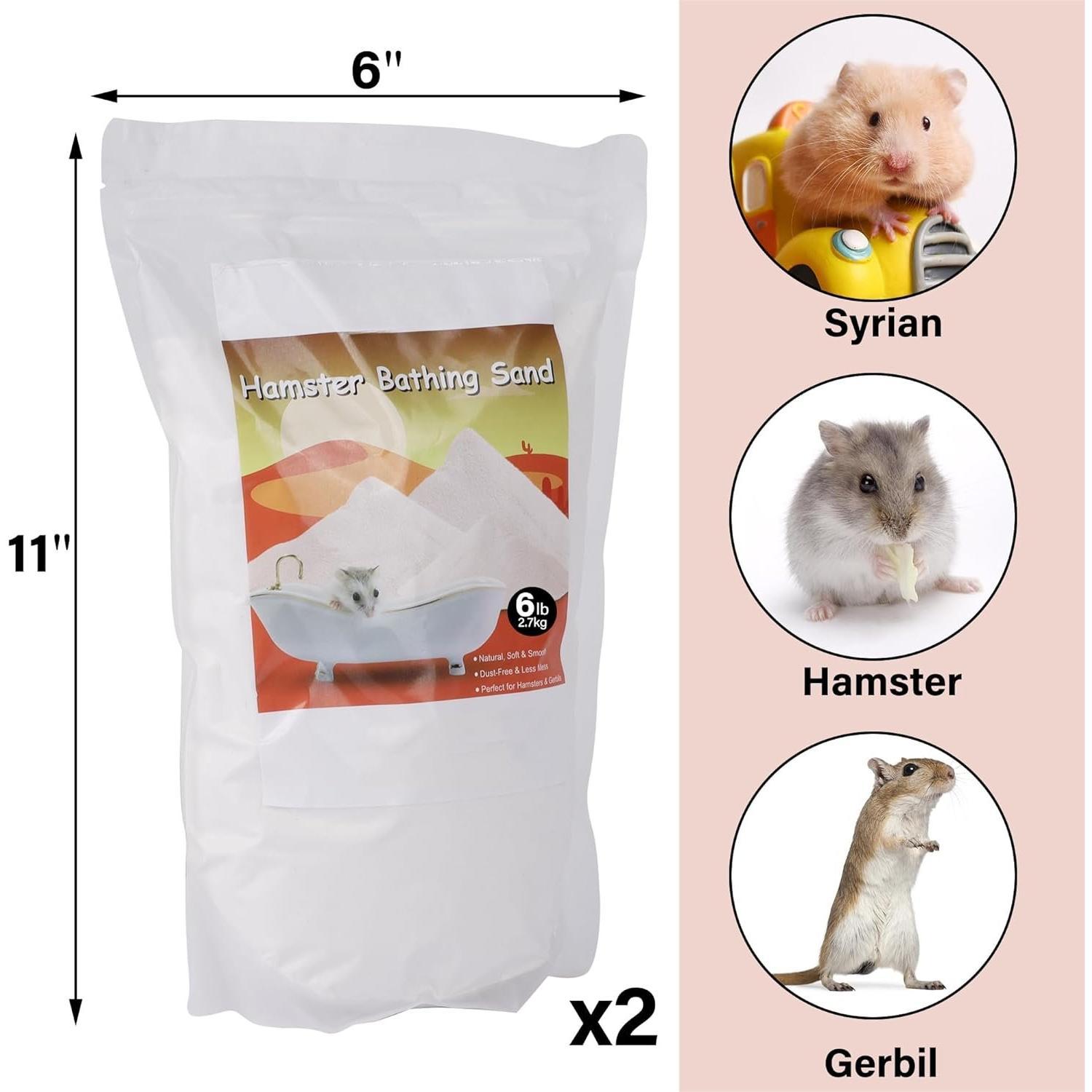 Hamster Bath Sand, 12lb Dust Free Desert Sand or Potty Litter Sand for Hamster Chinchillas Gerbil Syrian Mice Small  (White)