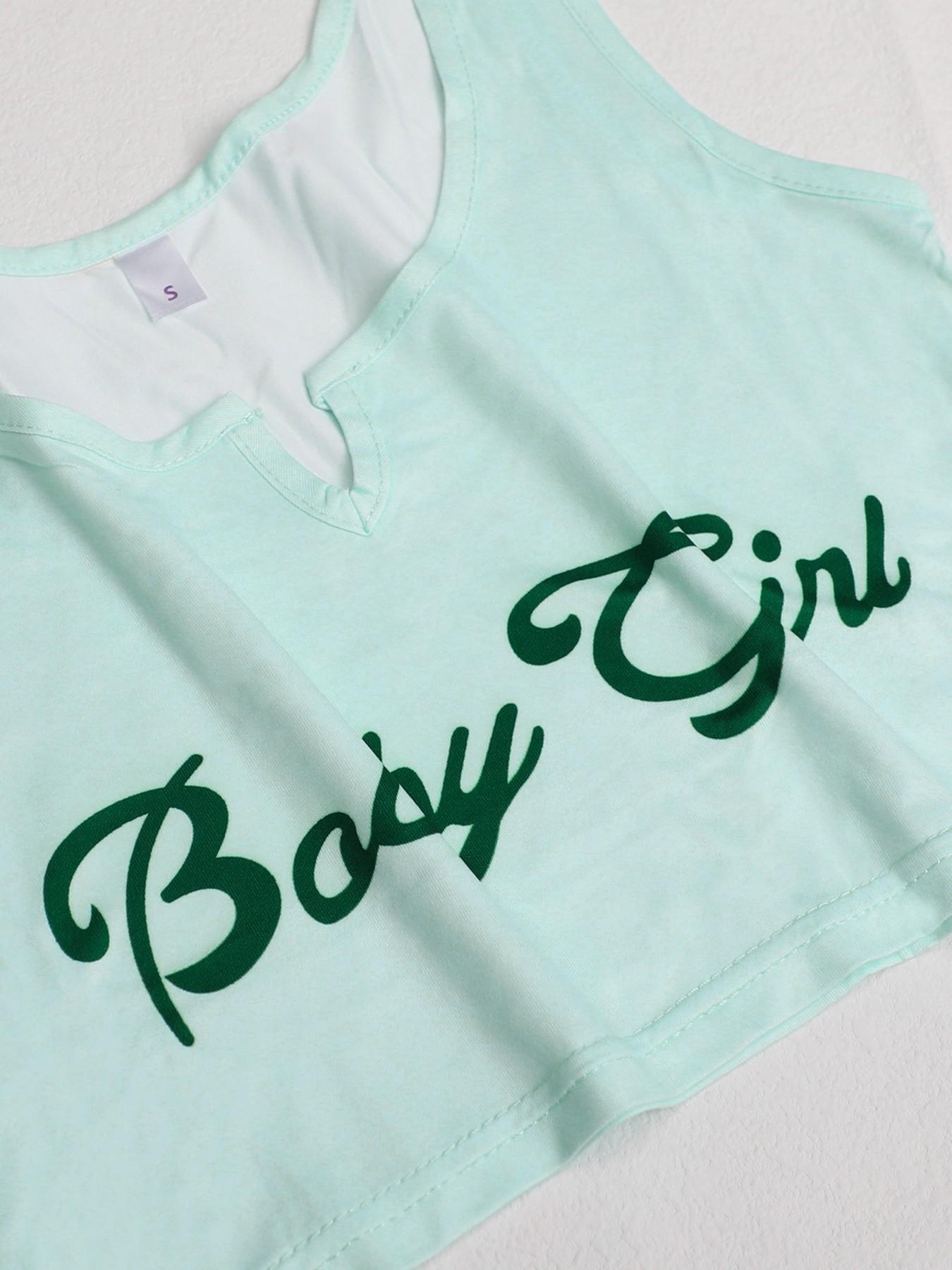 Women's Summer Sleepwear Set, Strapless V-Neck Letter Print Plaid Shorts, Elegant Comfortable, Casual Home Wear