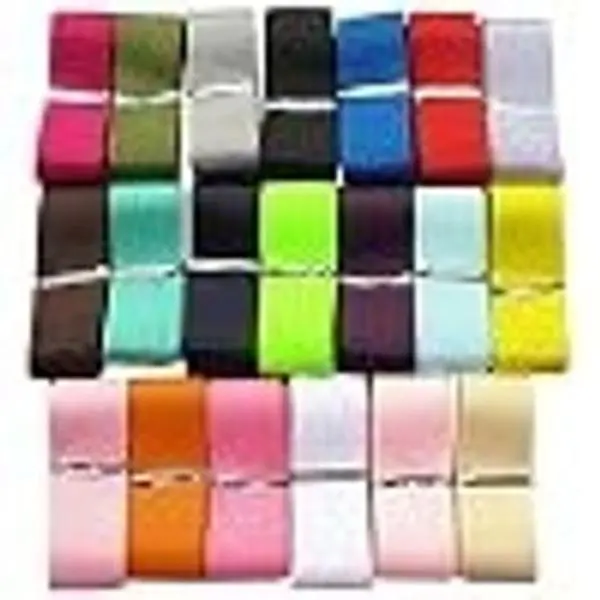 Assorted 20 Yards Grosgrain Ribbon, 20 Mixed Colors Bulk Pack, 1" (25mm) Multi-Colored Ribbon for Craft DIY Decoration