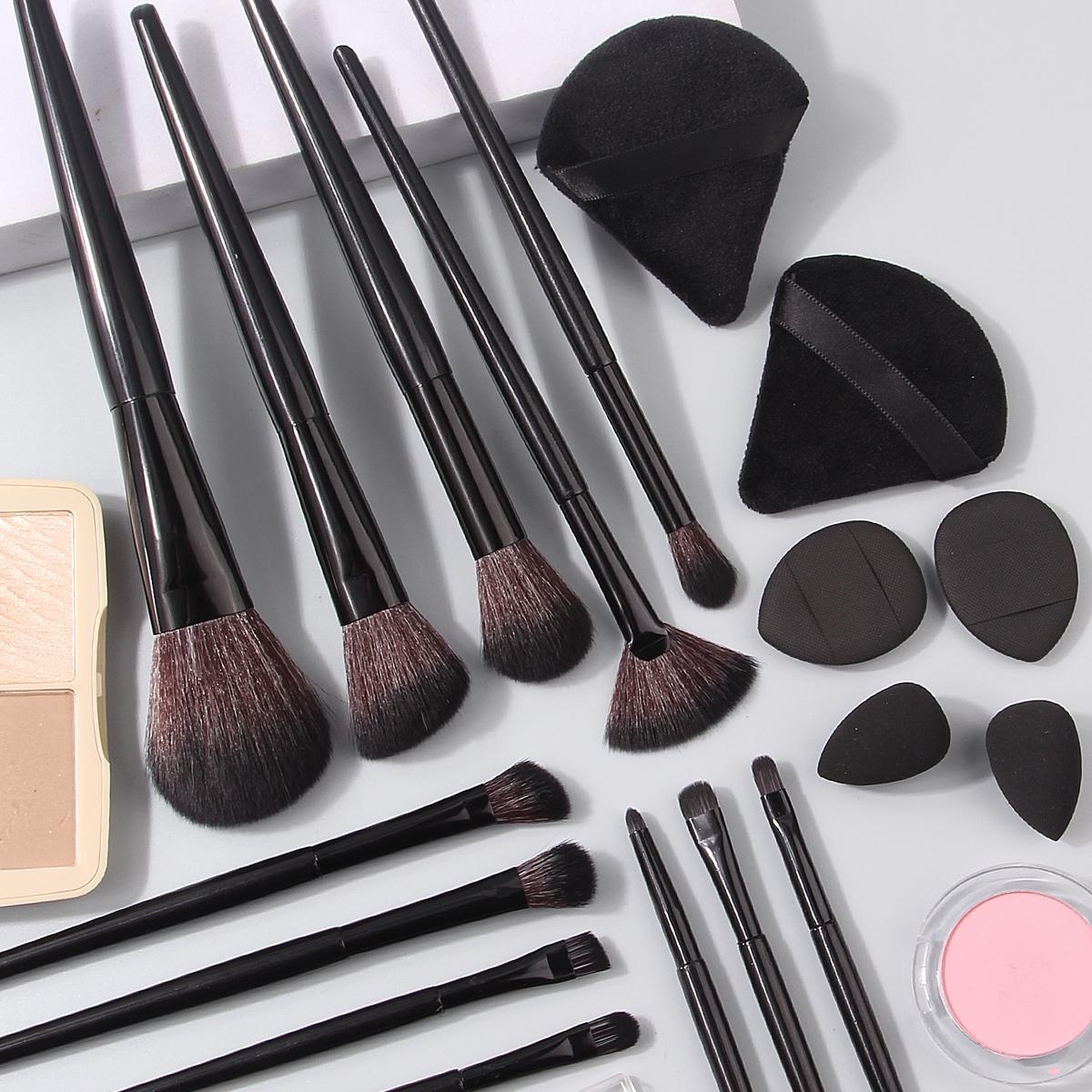 6/12/18PCS multi-specification makeup brush set: Soft multi-purpose Facial makeup set brush & Flocking triangular powder Puff & Mini sponge egg/Powder puff Cosmetics Makeup Tool Makeup Brushes Set