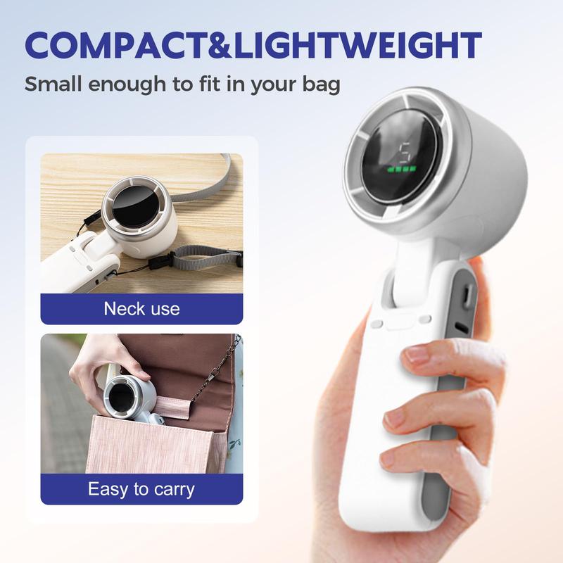 3-in-1 Mini Portable Fan – 3600mAh Rechargeable, 180° Foldable, LED Display, 5-Speed Personal Cooling for Home, Travel & Outdoors