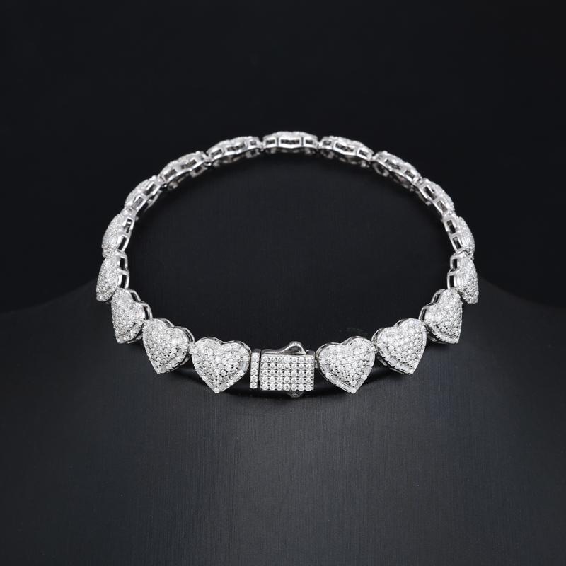 【#B230】  Sparkling Synthetic Moissanite Chain Bracelet 100% 925 Sterling Silver