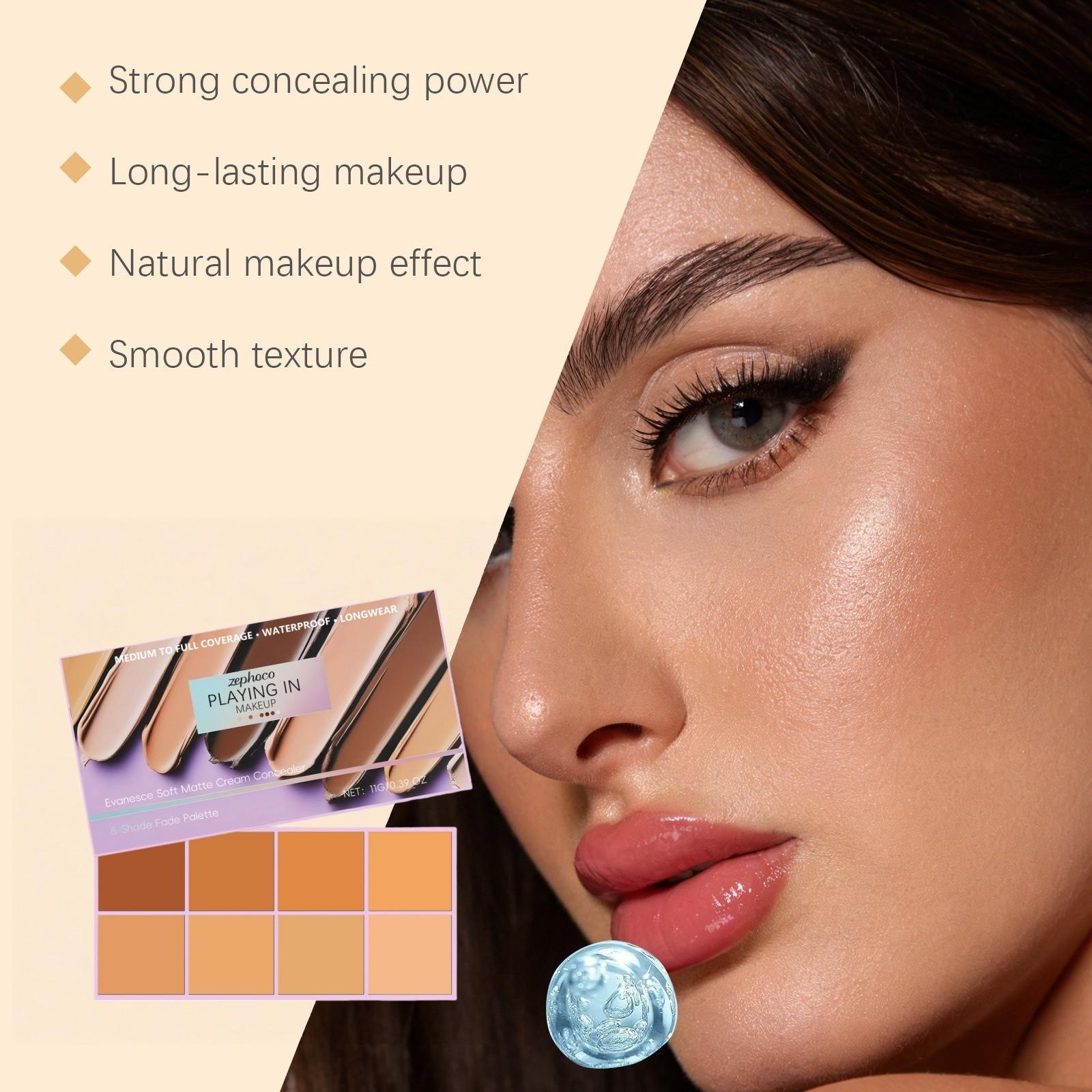 Zephoco Matte Gradient Concealer Cream Hydrating Flawless Coverage, Buildable Matte Finish, Cover Face Spots Acne Scars Freckles Dark Circles, Contouring Palette, Makeup Essential