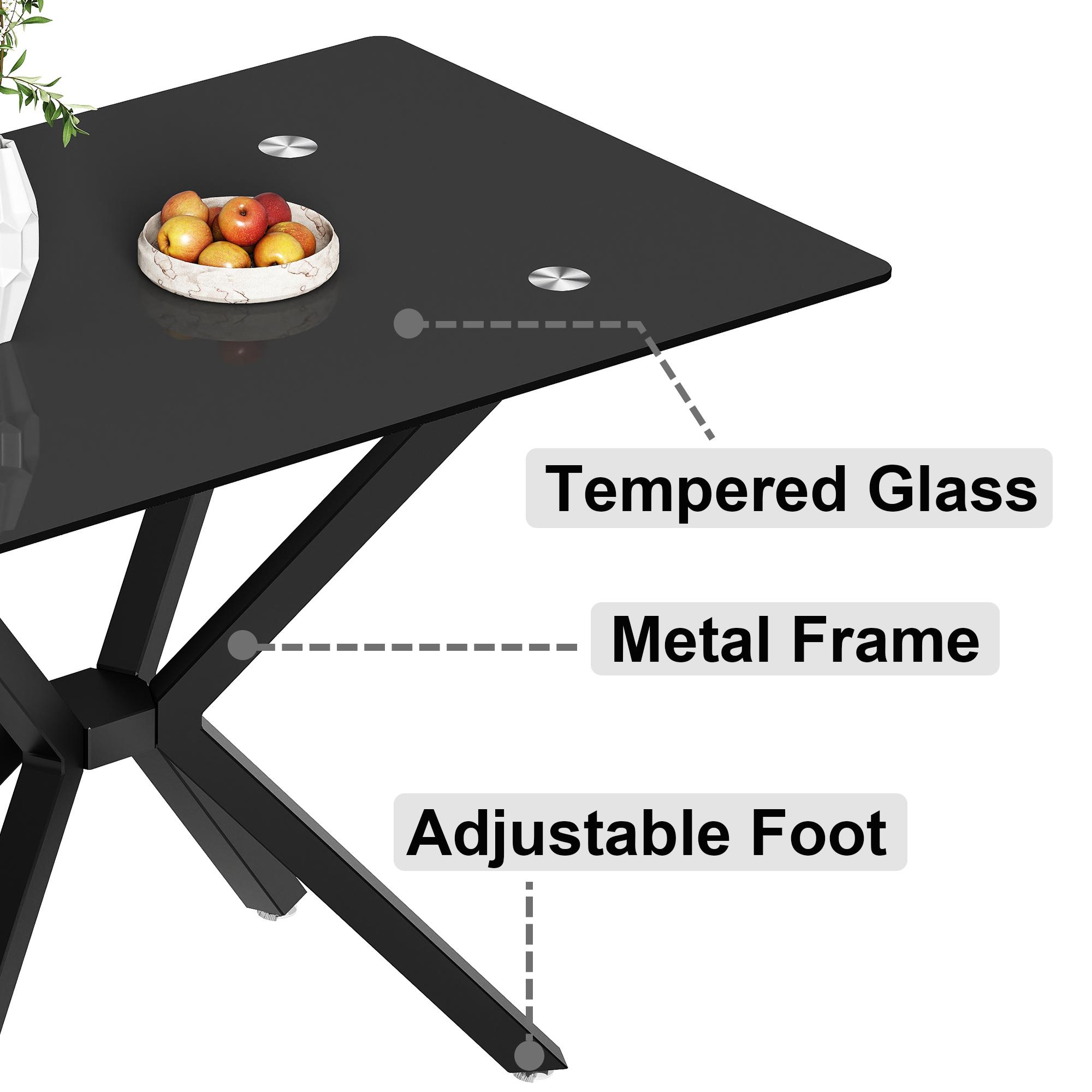 47.24" Rectangular Glass Dining Table with Metal Legs - Modern Kitchen & Dining Room Table, Stylish Durable Design Interior，Golden