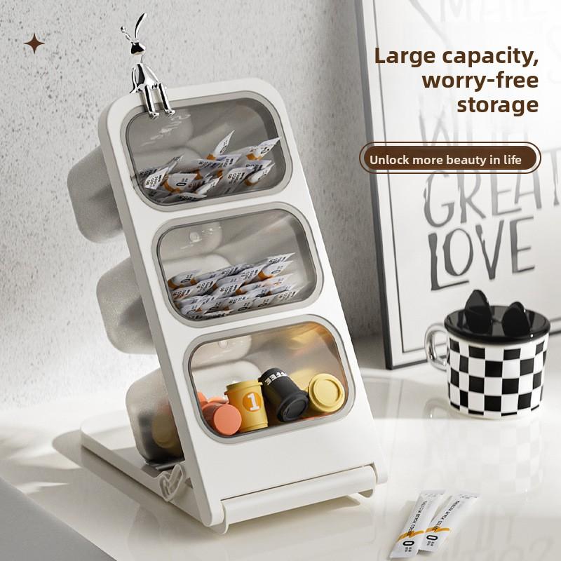 Capsule coffee storage box, desktop organizer, multi-layer tea bag storage box, multifunctional storage box, pen holder, makeup brush storage box, Cosmetic Storage Box