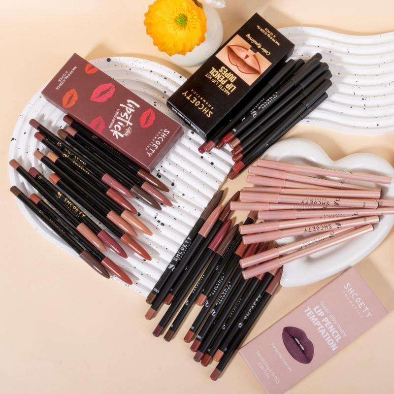 12pc Matte Lip Liner Kit: Waterproof, Longwear & Easy to Use | Define Lips Perfectly | Ideal Gift for Her | Bold/Nude Shades for Daily/Party Glossy Cosmetic
