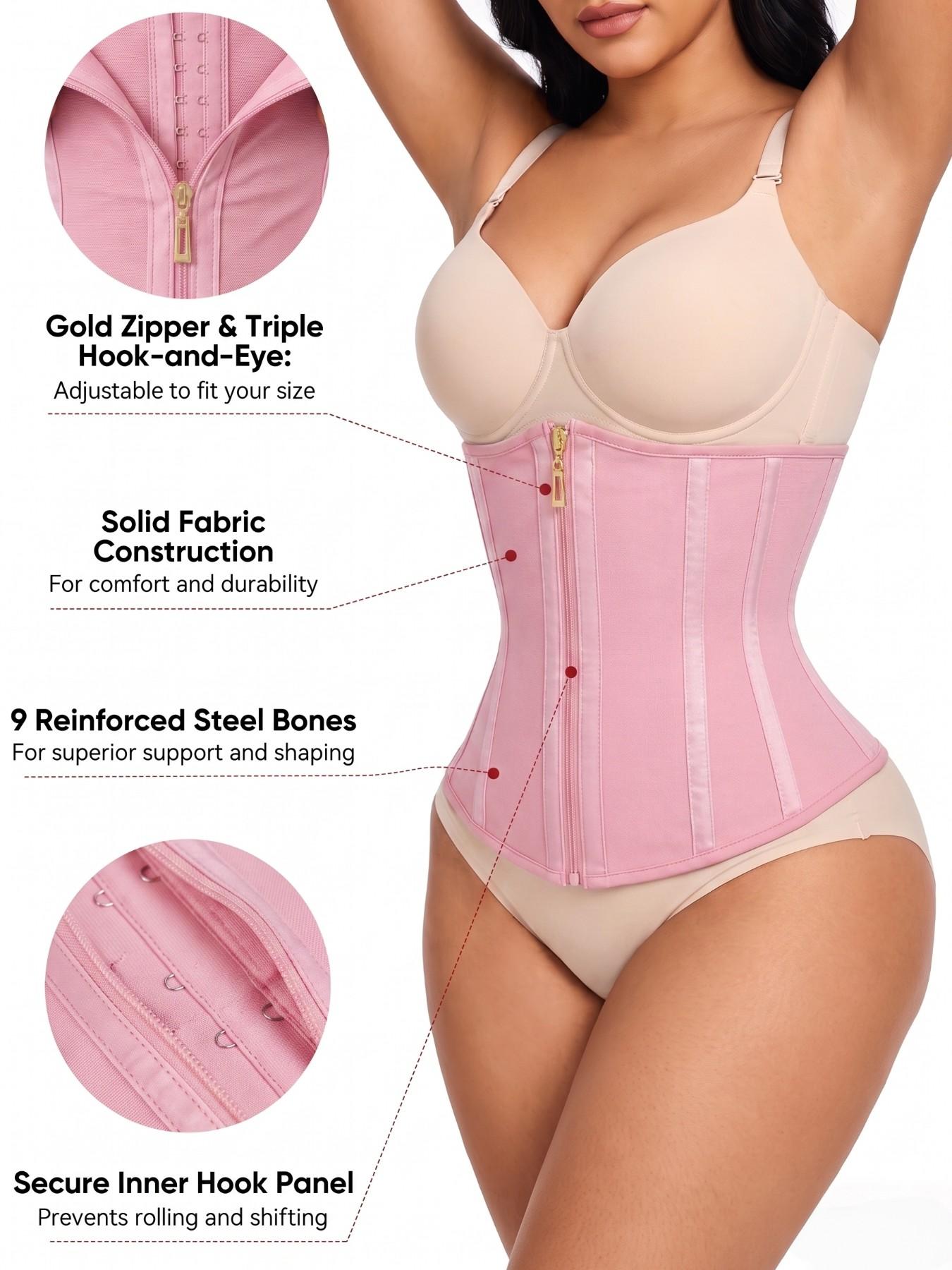 1 Count Women's Tummy Control Waist Trainer, Fajas, Zipper & Hook Dual Closure Waist Shaping Shapewear Belts, Abdomen Compression Waist Cincher, Reinforced Boning Tight Fit Shapewear, Taming Girdle, Designed For Natural Curves & Daily Beauty
