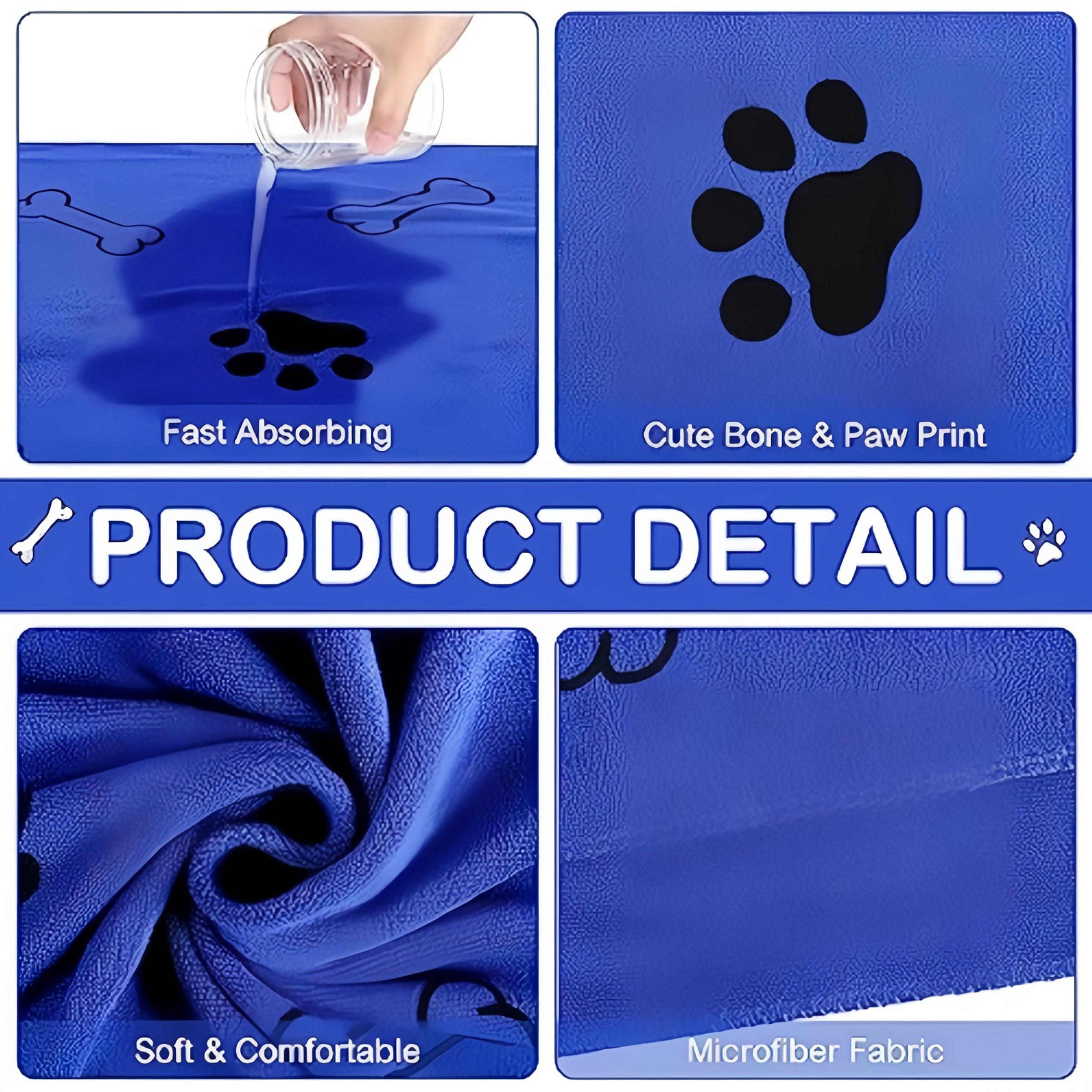 2 Pack Quick-Dry Pet Towels, 13.78x39.37 Inches, Soft Absorbent Polyester, Fun Claw Print Design, Ideal for Bathing & Grooming