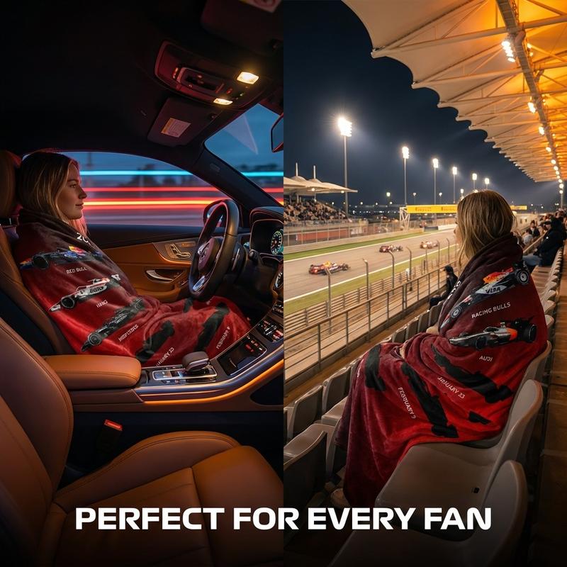 2026 Season F1 Paint Reveal Flannel Blanket, Racing Silhouette Design, Ultra-Soft Plush Throw for F1 Fans & Game Room Decor, Perfect Gift