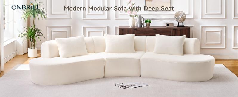 【Valentine's Day gift】ONBRILL Cloud Sectional Couch,Modern Modular Sofa with Deep Seat,Upholstered Chenille Boneless Upholstered Couches for Living Room,No Assembly Required