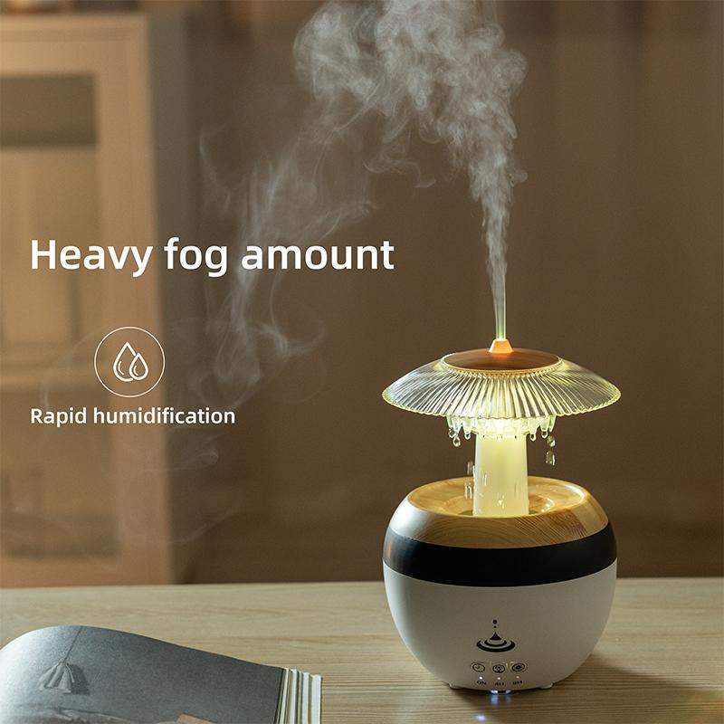 USB Plug-In Essential Oil Diffuser 450ML Cloud Humidifier Fragrance Aroma Humidifier Raindrop Filter with Music, Colorful LED Lights, Timer & Auto Shut-Off