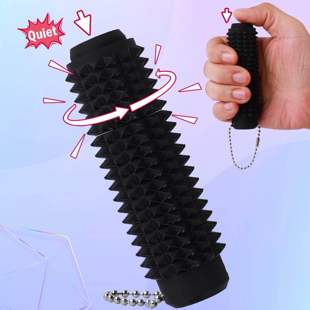 Pain Stim Fidget Toy, Quiet Press and Rotate, Cpc Approved, 3D Printed, Portable Spiky Keychain, Anxiety Relief, Focus and Calm Tool