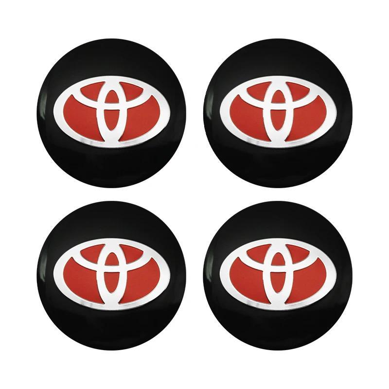 4pc 56mm Car Wheel Center HUB Caps, Emblem Sticker Badge, Automobile Decals, Auto Accessory for Toyota Prado Yaris Hilux Verso Fortuner Supra Corolla