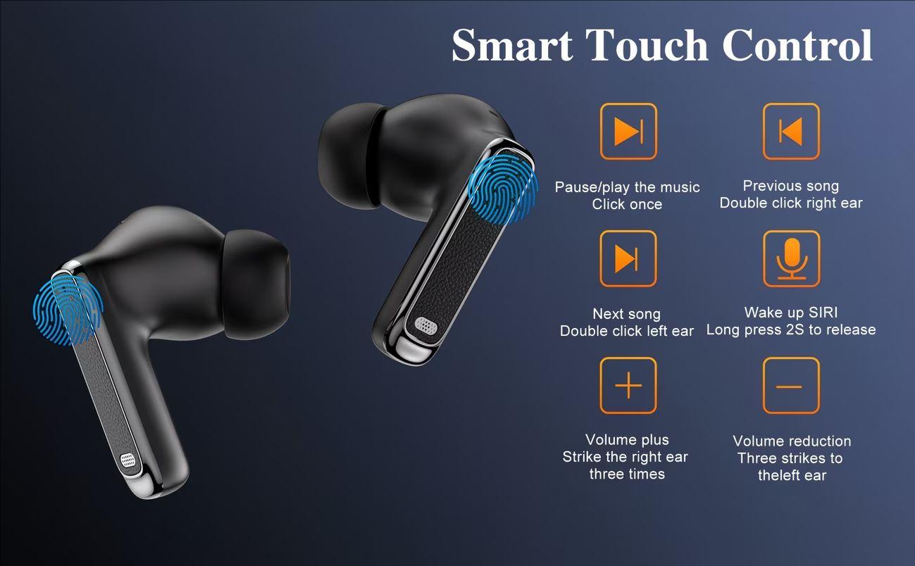 New in-ear wireless earbuds, Bluetooth 5.4, ENC noise-canceling microphone, powerful bass, USB‑C charging, comfortable design, clear Hi‑Fi stereo sound, long battery life, suitable for outdoor activities, work, and sports, compatible with all smartphones,