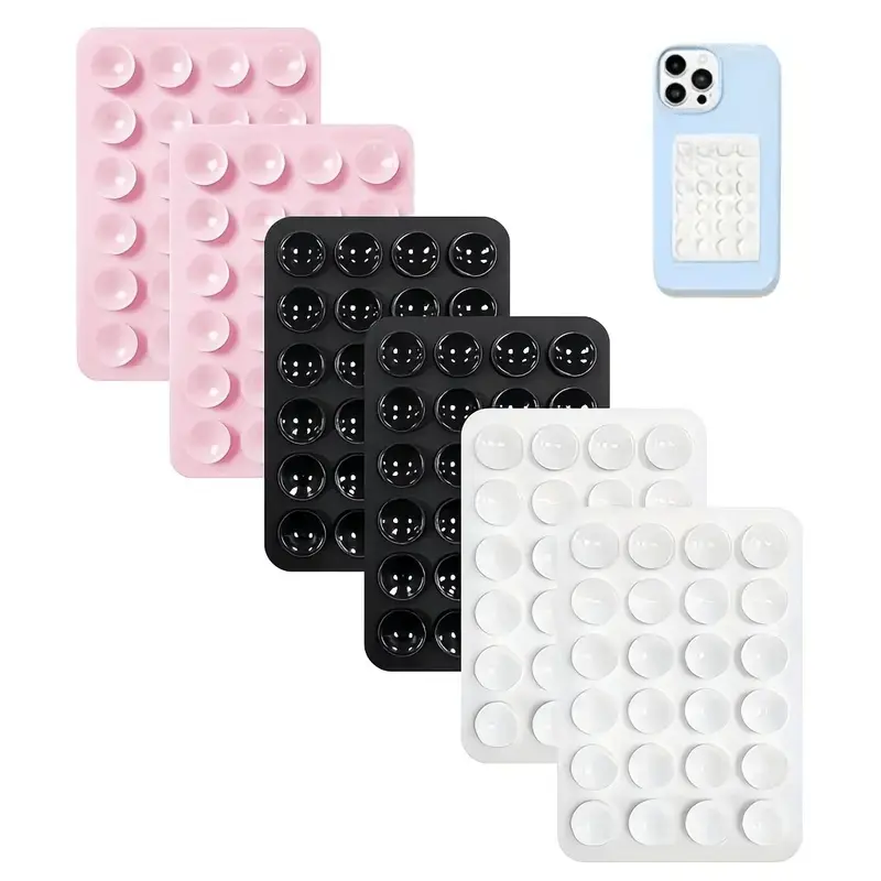 Strong Grip 6 Pack Silicone Suction Cup Phone Stickers Reusable Self Adhesive Phone Mount Holder Compatible with All Phone Models Smooth Surfaces Non Slip Holder
