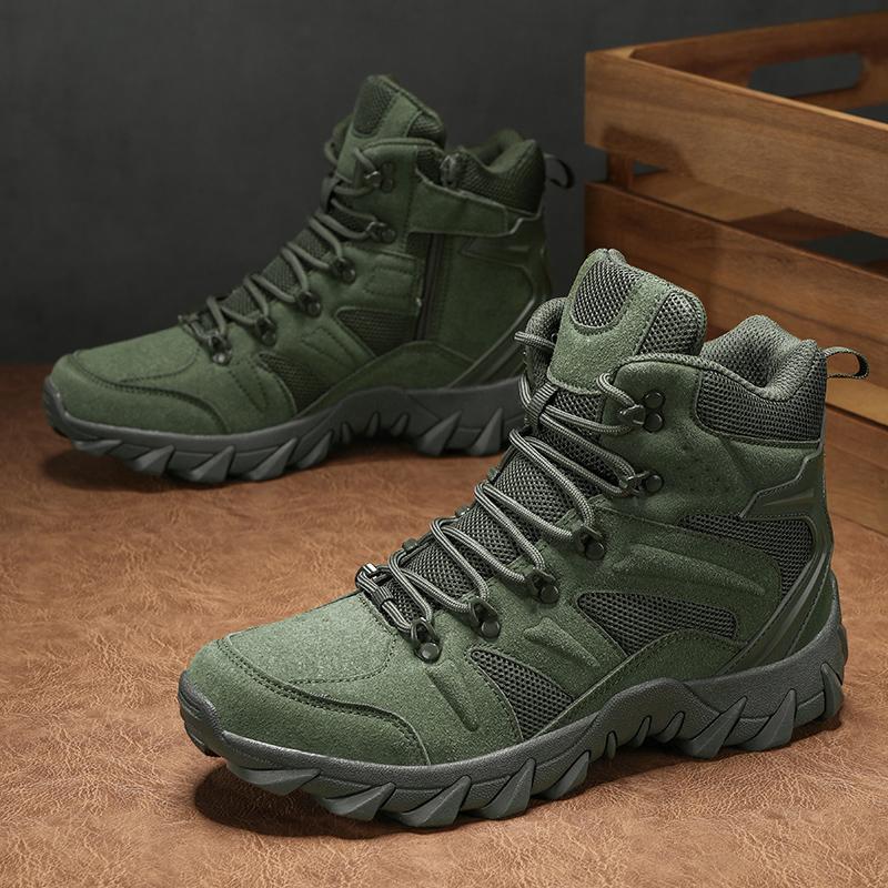 Men's all-season high-top wide fit Outdoor boots, lightweight and breathable anti-skid mountaineering shoes,Hiking boots, desert boots, work boots, suitable for jungle exploration, rock climbing, daily travel, camping, tourism, fishing and other activitie