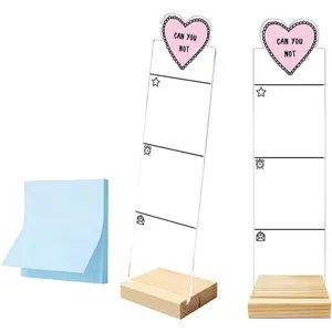 Monitor Memo Board Computer Monitor Memo Board Sticky Note Organizer Heart Acrylic Desk Accessories Removable Wooden Base Set Sticky Notes 100 Sheets 11.8*3.1 inches