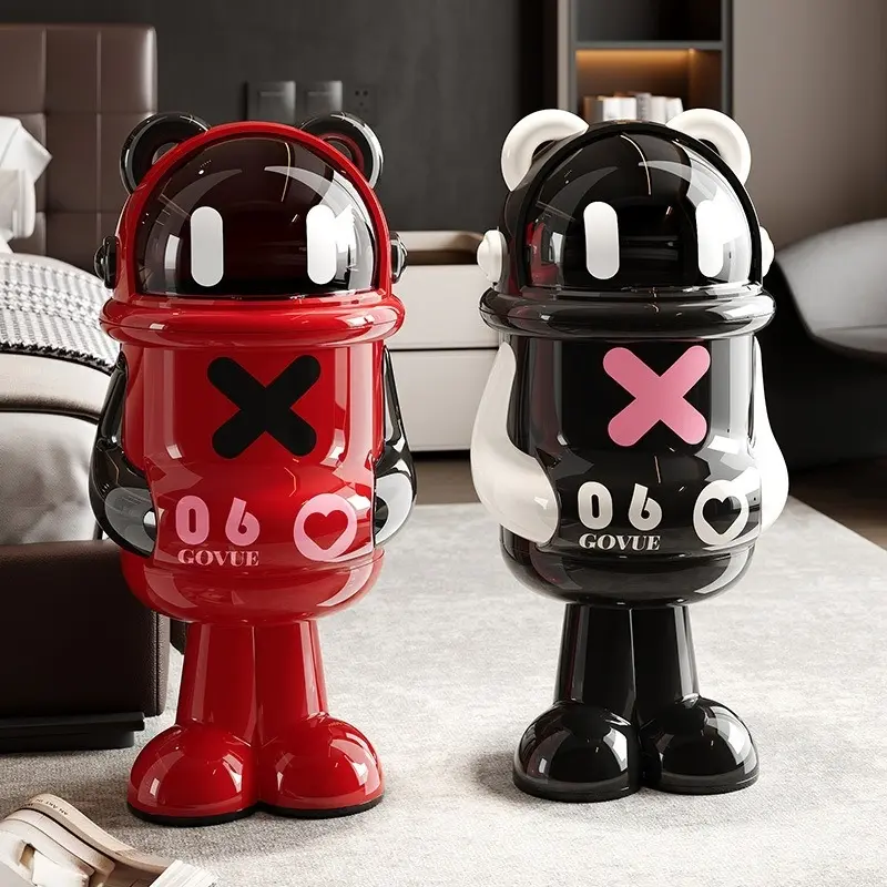 Creative trash can light luxury tide play storage bucket household living room bedroom high value Durable Garbage Cans study cartoon trash can with lid