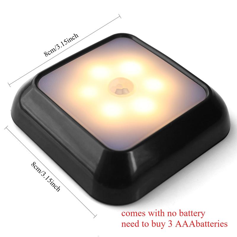 6-LED Motion Sensor Lights Indoor, Battery Operated, Cordless LED Step Night Light for Under Cabinet, Hallway, Stairway, Closet, Kitchen
