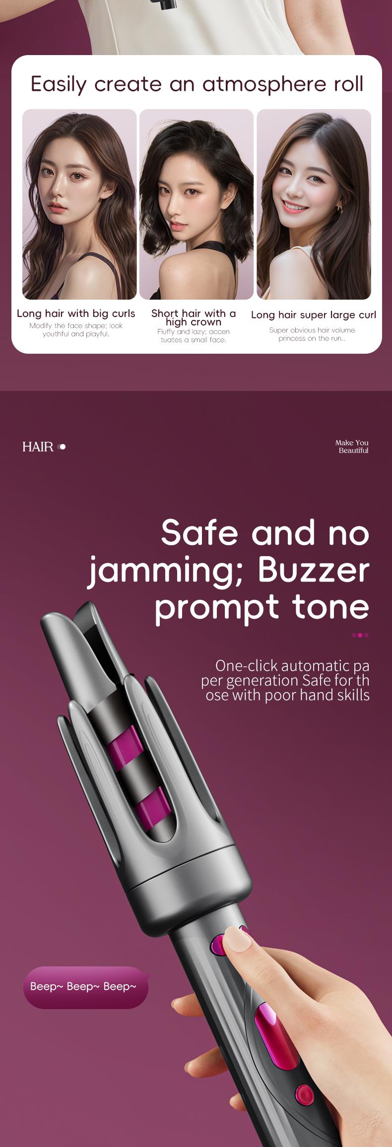 Automatic Hair Curler, 33mm Home Spinning Curling Iron, Negative Ion Automatic Curling Wand, 4 Temperature Modes, For Women's Hairstyles, Valentine's Day Gift, Automatic Curling Iron, Hairdressing Products