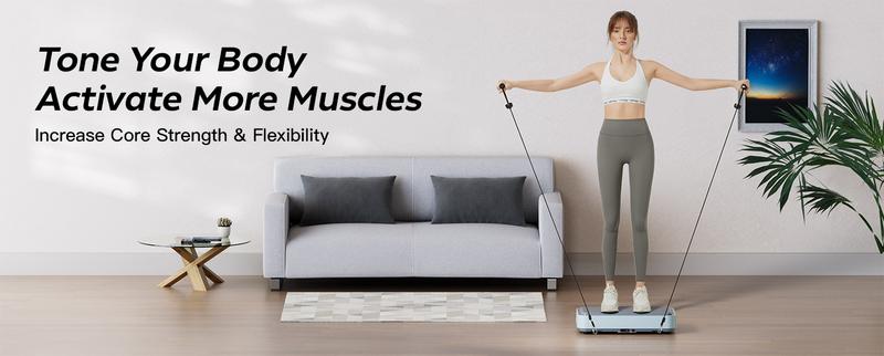 Umay Vibration Plate Fitness Platform Exercise Machine, Lymphatic Drainage Machine, Whole Body Shaker Workout Vibrate Stand Platform with 2 Resistance Bands for Wellness and Fitness