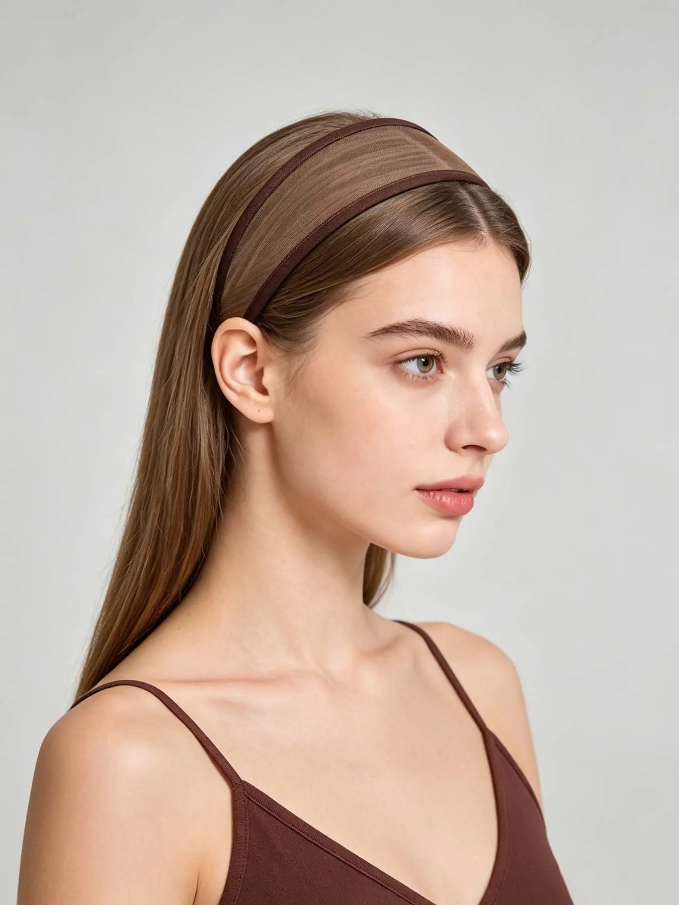Breathable Mesh Hairband, Luxury Wide Band Headband, High Crown Non-Slip Fashion Accessory, Elegant Plain Design, All Seasons