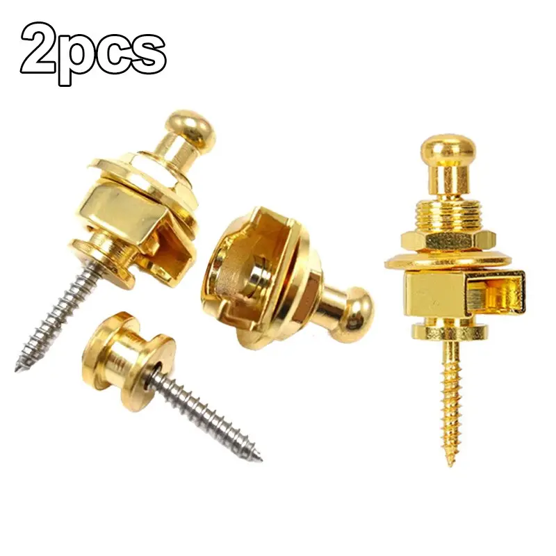 2pcs Guitar Strap Locks, Anti-Drop Tailpiece Buttons, Secure Strap Retainer Pins with Screws, for Electric Acoustic Guitar Bass