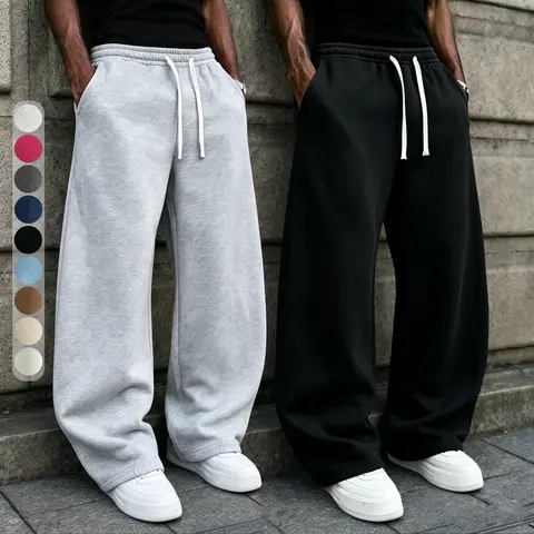 New 100% polyester fiber Men's autumn/winter long pants, Ultra-Soft Wide-Leg Sweatpants | Breathable athletic pants for basketball, running, and gym comfortable and warm