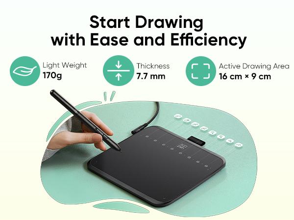 XPPen Deco 640 OSU Graphics Drawing Tablet 16384 Pressure Levels USB-C 60° Tilt Handy Writing Black 16K Precision 5080LPI Resolution