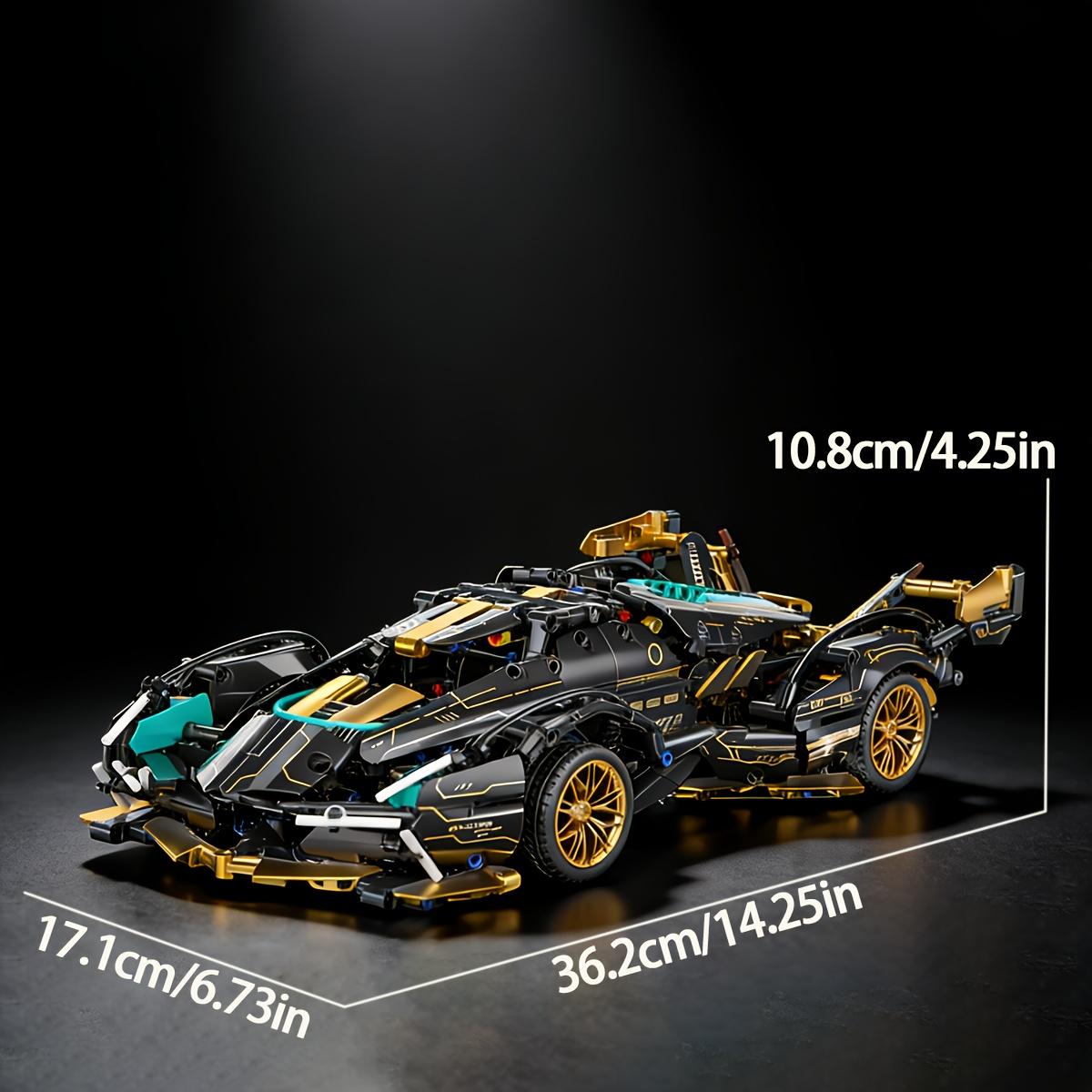 1251pcs Creative Gold Concept Supercar Model, 1:14 Series Building Blocks, Medium Difficulty Mechanical Set, Perfect Gift for Holidays and Birthdays