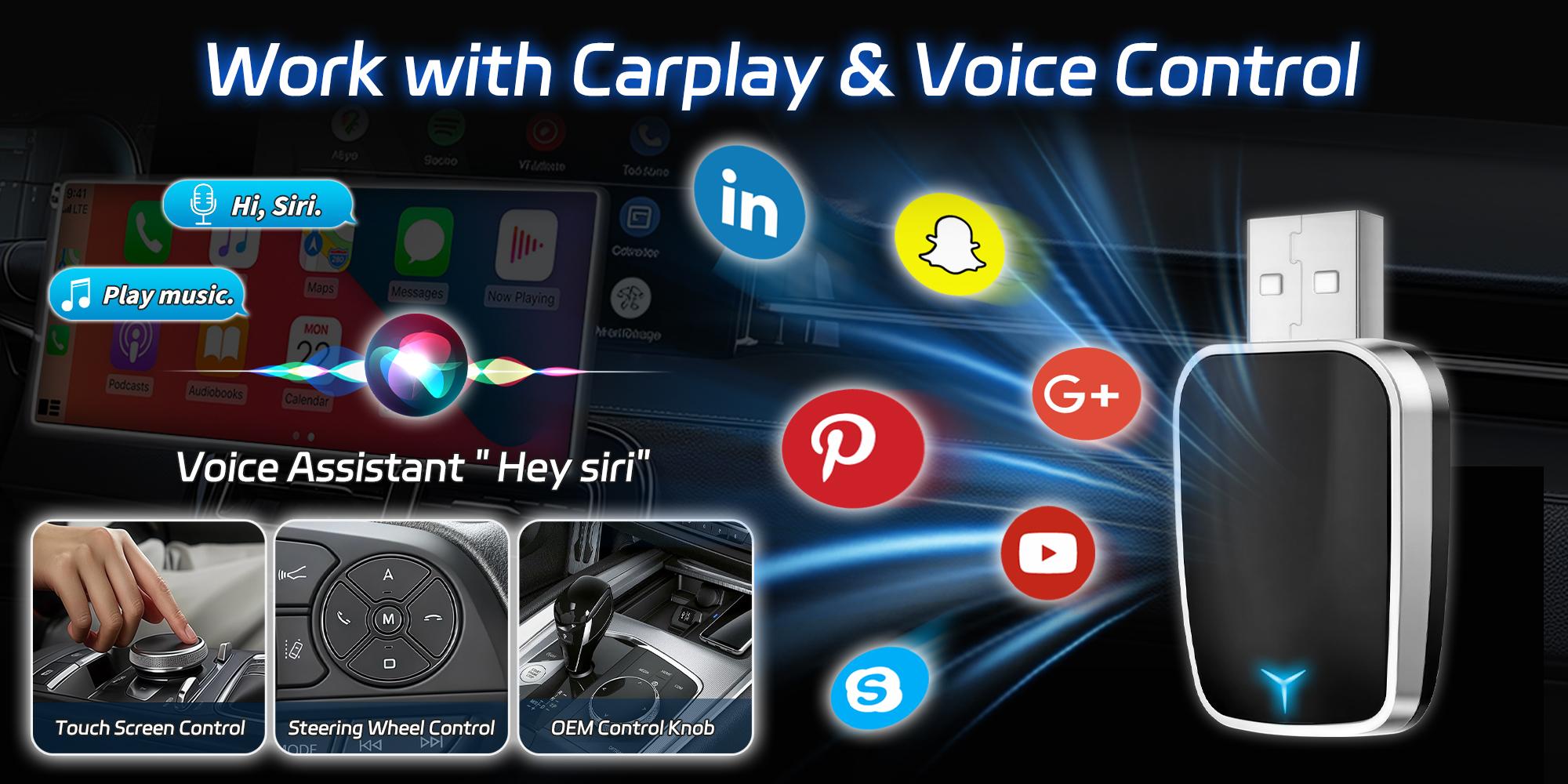 Wireless carplay Adapter for iPhone/Android - Fast Connection, No Latency, Hands-Free Call wireless adapter Electronic Charger carplay dongle