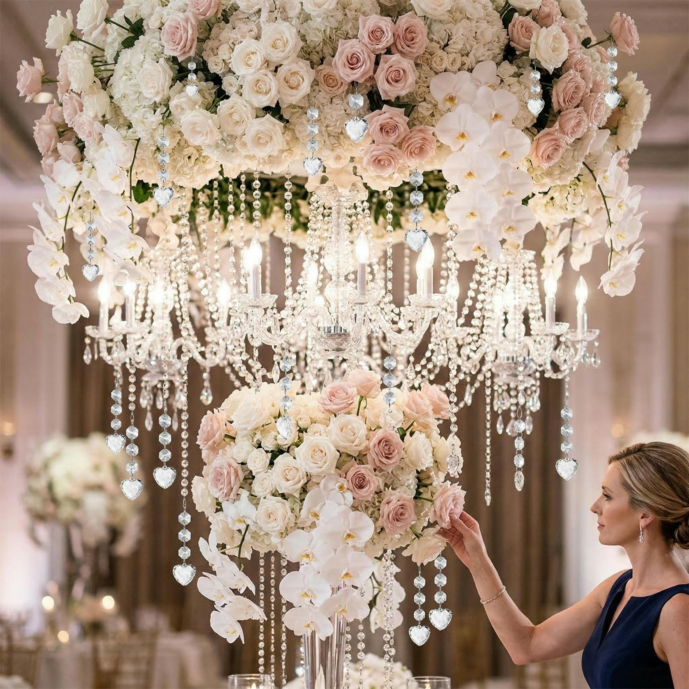 10 Pcs Acrylic Hanging Crystal Ornaments, Sparkling Icicle Prism Drop Pendants with Octagon Beads for Wedding Centerpieces, Tree Decorations, Chandelier & Party Supplies