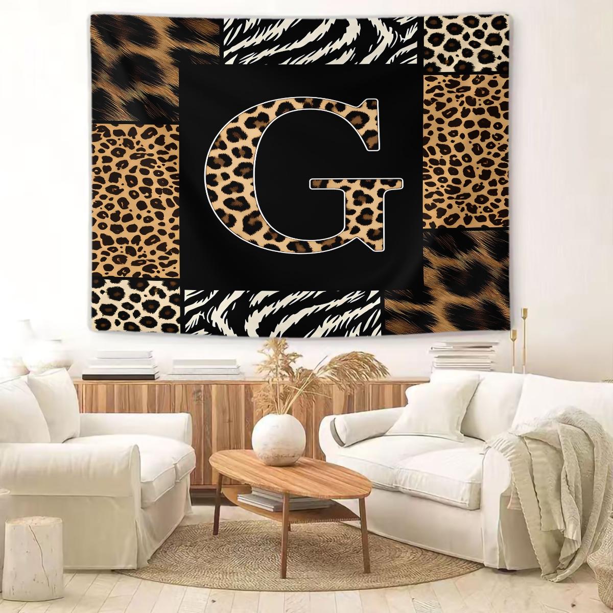 Animal Print Monogram Wall Tapestry, Leopard Zebra Tiger Initial Wall Hanging for Bedroom Dorm, Home Decor Gift for Animal Lovers Animal Print Monogram Wall Tapestry, Leopard Zebra Tiger Initial Wall Hanging for Bedroom Dorm, Home Decor Gift for Anim