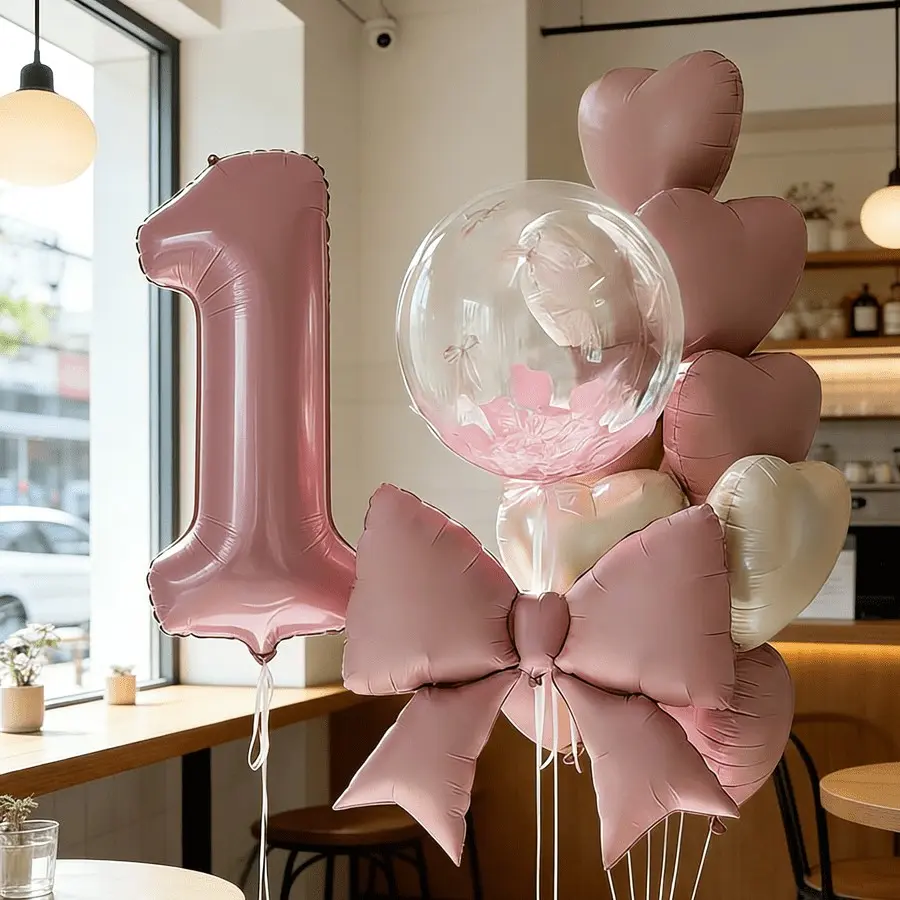 18-Piece Birthday Party Balloon Set, Includes Number Balloons, Heart Balloons, Ribbon, Perfect for Birthdays, Valentine's Day, Anniversaries