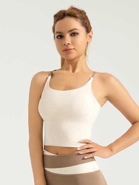 Sporty Women's Plain Criss Cross Sports Bra, Comfort and Durability Sports Crop Cami Top, Ladies Sportswear for Indoor Outdoor Wear, Gym Clothes