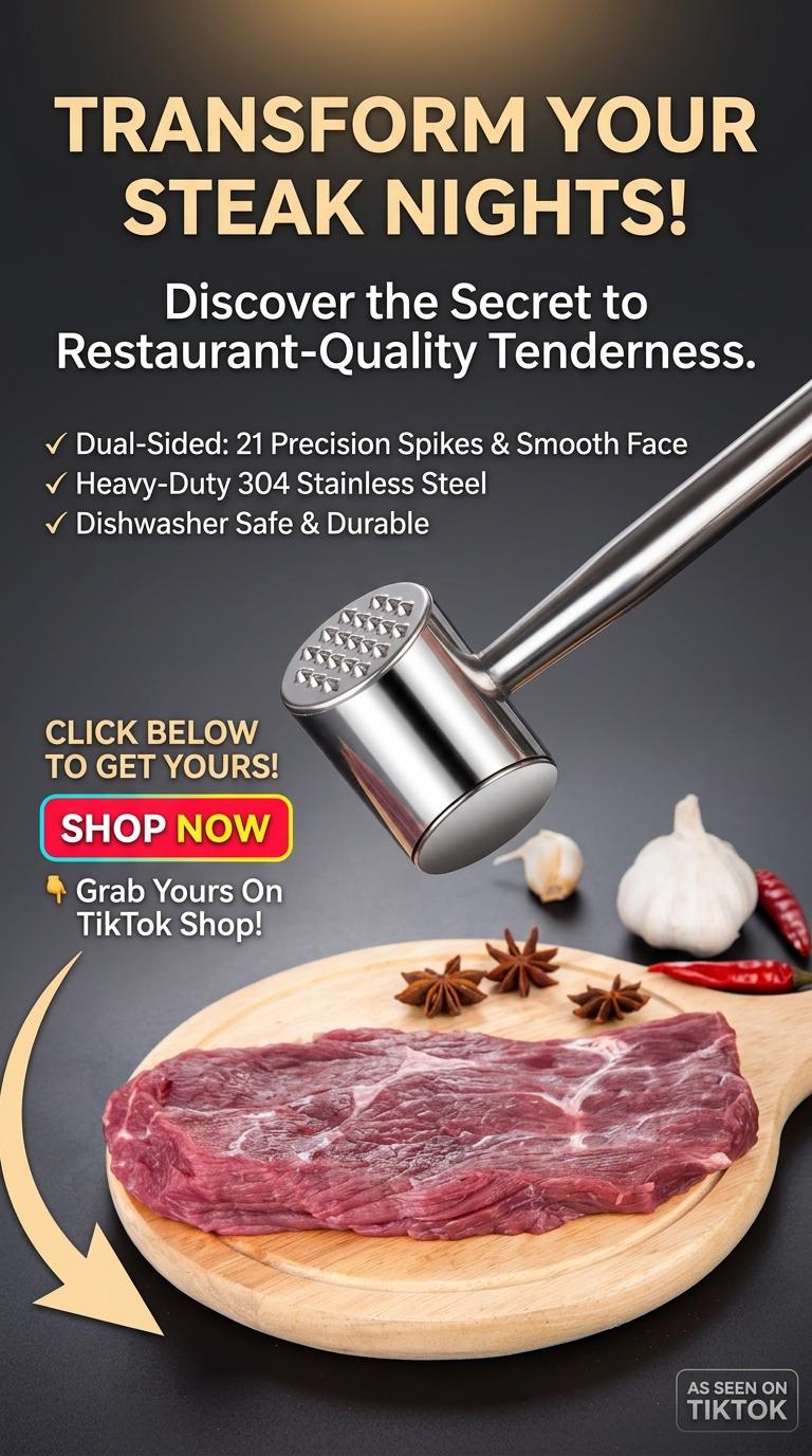 304 Stainless Steel Multi-Use Meat Tenderizer Hammer, Kitchen Tool for Cooking, Durable and Versatile, Perfect for Home Use