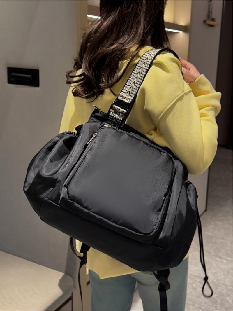 Women's Large Capacity Fitness Travel Daily Backpack - Casual Travel Backpack - Multi functional Convertible Cross/Shoulder Backpack, Multi layer Design, Beige/Black Strap Selection - Durable Material, Suitable for Work and Vacation