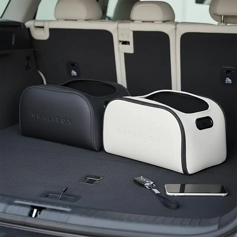 Luxury Leather Car Storage Box, Front Passenger Large Opening, Trunk Large Capacity Organizer, Multi-Functional Car Storage, Fits Various Models