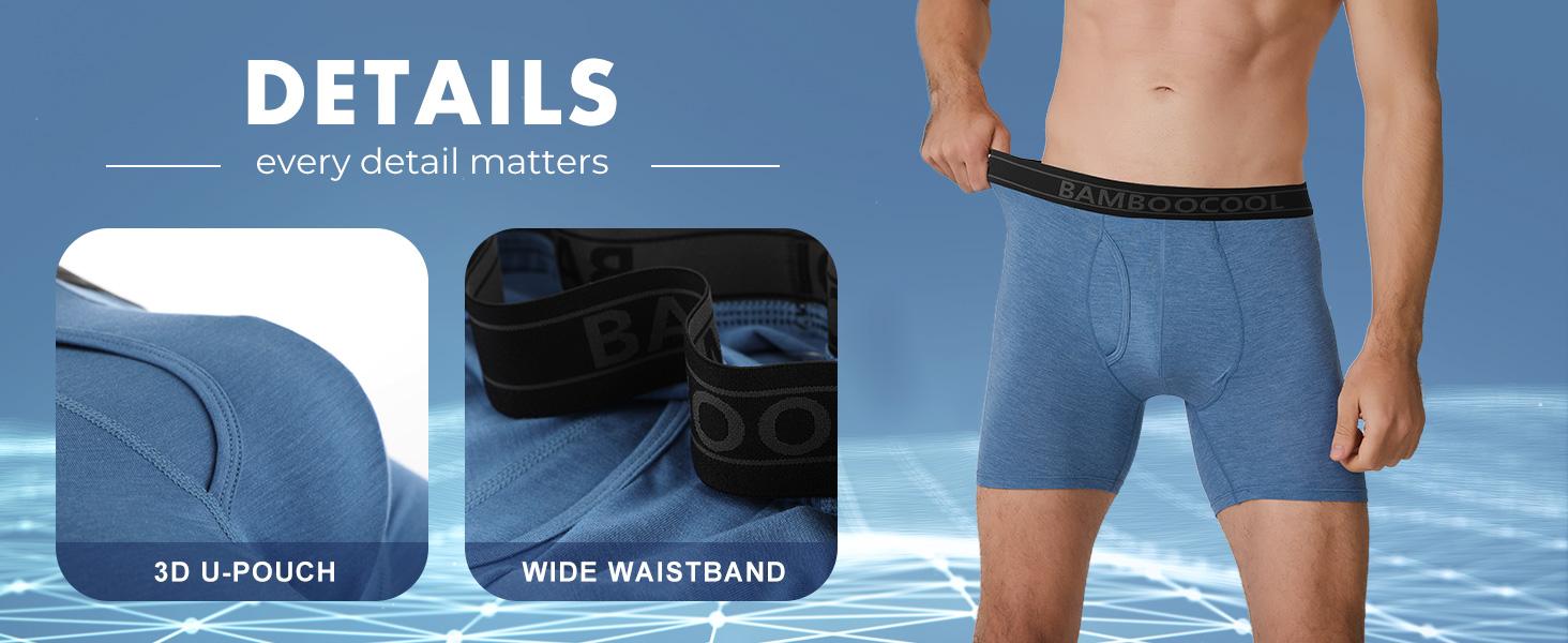 BAMBOO COOL Breathable Men's comfortable Underwear Modern Multipack Comfort soft Moisture-Wicking Boxer Briefs 6 Pack solid color  Men's Moisture Wicking Boxer Briefs  comfy breathable boxer brief Bamboo Boxer Briefs underwear men