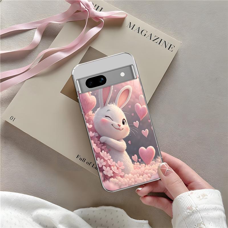 Cute Easter Bunny Case - Funny Rabbit Butt & Pink Heart Aesthetic Cover for Google Pixel 7a-975