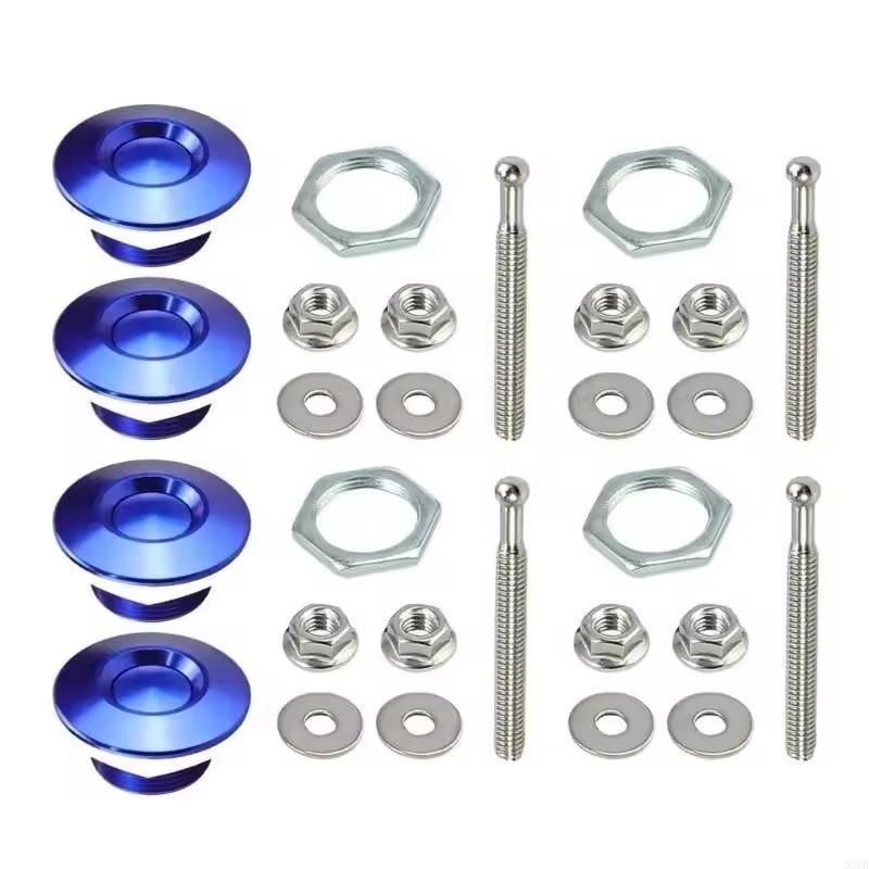 4pcs Universal Aluminum Push Button Billet Quick Release Car Front Bumper Hood Pin Engine Bonnet Lock Latch Clip Body Kit