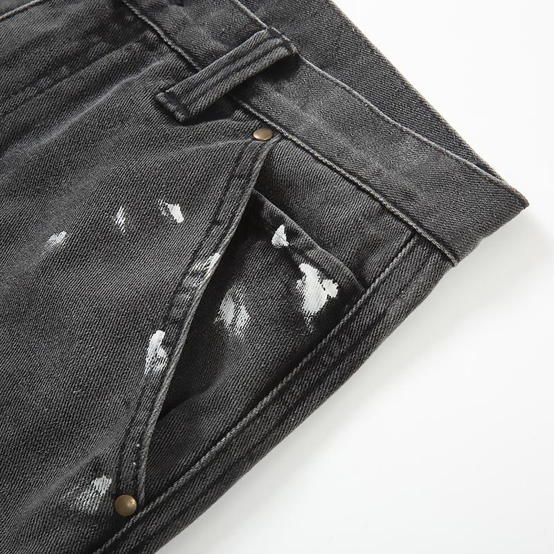 GINGTTO Men's Stacked Flared Jeans Relaxed Bootcut Patchwork Streetwear Straight Leg Stretch Denim Pants